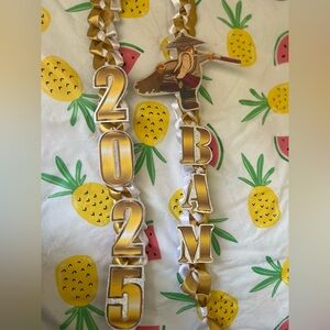 Gold and White 2025 Graduation Ribbon